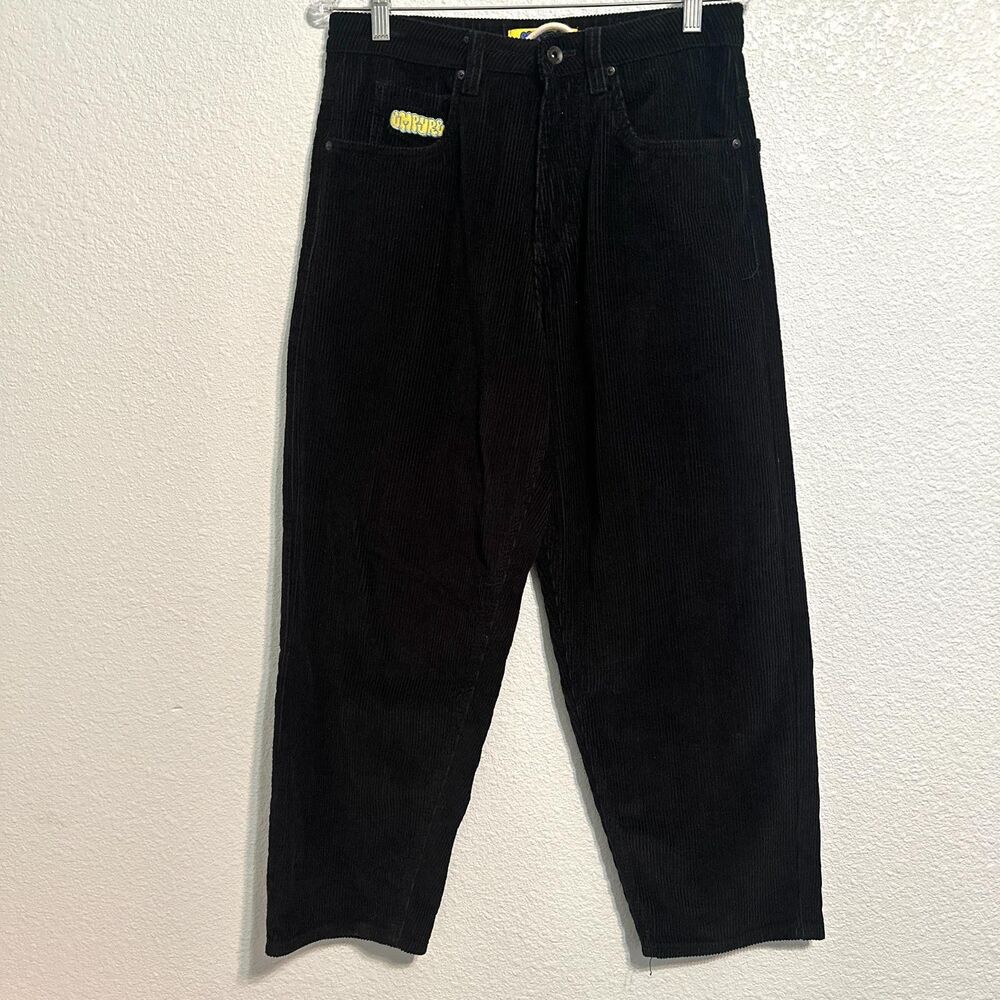EMPYRE Corduroy Pants Men Size 28 Black Relaxed Fit Mid Rise Pockets